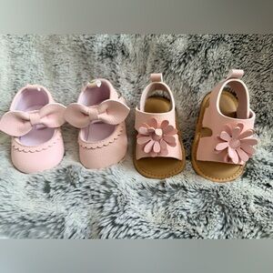 Charming Pink Baby Walker Shoes Set